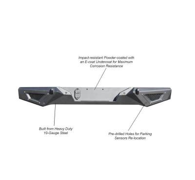 Black Horse Off Road - Armour Heavy Duty Rear Bumper-Matte Black-2020-2026 Jeep Gladiator|Black Horse Off Road - Image 10