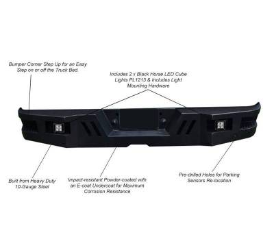 Black Horse Off Road - Armour Super Heavy Duty Rear Bumper-Matte Black-2017-2024 Ford F-250/F-350 Super Duty|Black Horse Off Road - Image 12