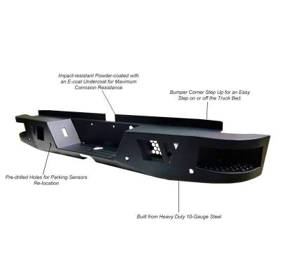 Black Horse Off Road - Armour Heavy Duty Rear Bumper-Matte Black-2019-2023 Ford Ranger|Black Horse Off Road - Image 18