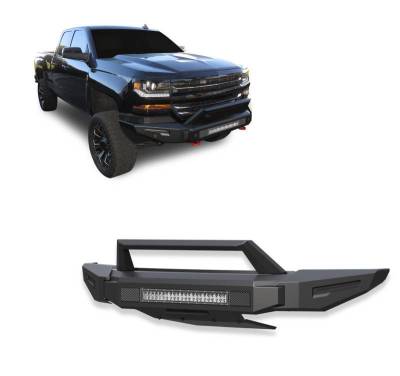 Black Horse Off Road - Armour II Heavy Duty Modular Front Bumper Kit-Matte Black-2016-2018 Chevrolet Silverado 1500/2019-2019 Chevrolet Silverado 1500 LD|Black Horse Off Road - Image 1