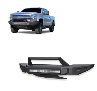 Black Horse Off Road - Armour II Heavy Duty Modular Front Bumper Kit-Matte Black-2015-2019 Chevrolet Silverado 2500 HD/3500 HD|Black Horse Off Road - Image 1