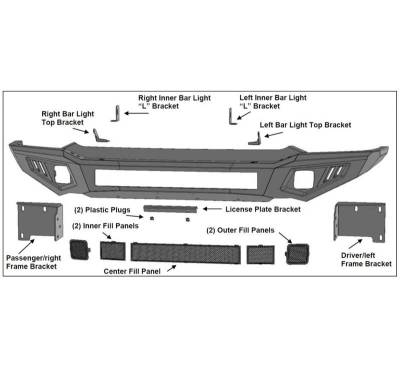 Black Horse Off Road - Armour II Heavy Duty Front Bumper-Matte Black-2016-2018 Chevrolet Silverado 1500/2019-2021 Chevrolet Silverado 1500 LD|Black Horse Off Road - Image 19