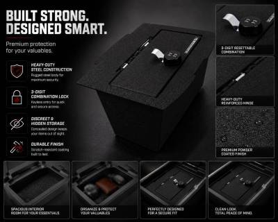 Black Horse Off Road - Center Console Safe-Black-2009-2018 Dodge Ram 1500/Ram 2500/ Ram 3500/2019 Ram 1500 Classic|Black Horse Off Road - Image 5
