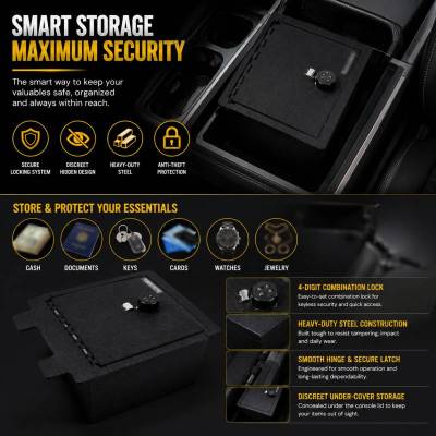 Black Horse Off Road - Center Console Safe-Black-2019-2022 Silverado-Sierra 1500/2020-2022 Silverado-Sierra 2500 HD-3500 HD|Black Horse Off Road - Image 3