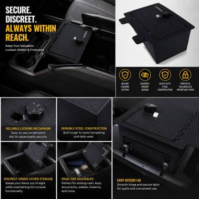 Black Horse Off Road - Center Console Safe-Black-2019-2022 Silverado-Sierra 1500/2020-2022 Silverado-Sierra 2500 HD-3500 HD|Black Horse Off Road - Image 9
