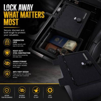 Black Horse Off Road - Center Console Safe-Black-2019-2022 Silverado-Sierra 1500/2020-2022 Silverado-Sierra 2500 HD-3500 HD|Black Horse Off Road - Image 7