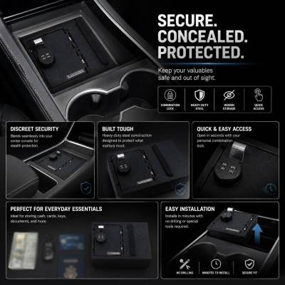 Center Console Safe-Black-2021-2023 Tesla Y/2021-2023 Tesla 3|Black Horse Off Road