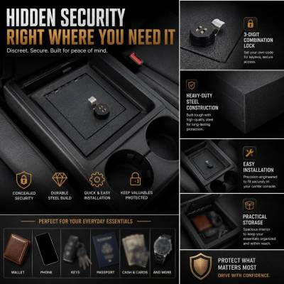Black Horse Off Road - Center Console Safe-Black-2016-2022 Honda Ridgeline/Passport/Honda Pilot|Black Horse Off Road - Image 3
