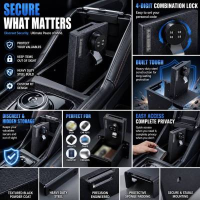 Black Horse Off Road - Center Console Safe-Black-2023-2024 Ford F-250 Super Duty|Black Horse Off Road - Image 3