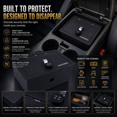 Black Horse Off Road - Center Console Safe-Black-2021-2021 Chevrolet Tahoe/2021-2021 GMC Yukon|Black Horse Off Road - Image 7