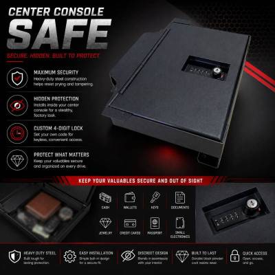 Black Horse Off Road - Center Console Safe-Black-2019-2025 Ram 1500-2500-3500|Black Horse Off Road - Image 3