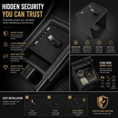 Black Horse Off Road - Center Console Safe-Black-2020-2024 Ford Explorer|Black Horse Off Road - Image 11