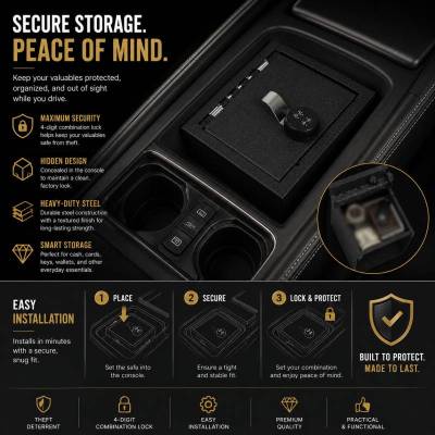 Black Horse Off Road - Center Console Safe-Black-2020-2024 Ford Explorer|Black Horse Off Road - Image 7