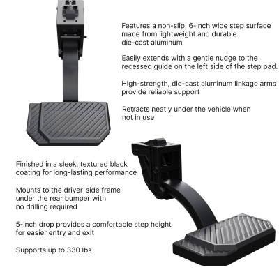 Black Horse Off Road - RETRACTABLE Truck Bed Corner Step-Black-2017-2022 Ford F-250 Super Duty/F-350 Super Duty|Black Horse Off Road - Image 8