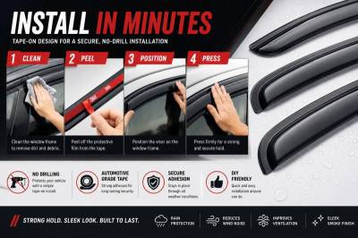 Black Horse Off Road - Black Horse Off Road [BHOR] |Tape On Rain Guard/Wind Deflectors|2011-2026 Dodge Durango |Smoke,4Pcs|#140512 - Image 6