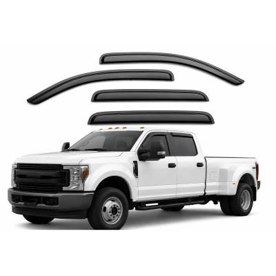 Black Horse Off Road [BHOR] |Tape On Rain Guard/Wind Deflectors|2017-2026 Ford F-250,F-350,F-450,F-550 Super Duty Super Crew Cab|Smoke,4Pcs|#14-94156