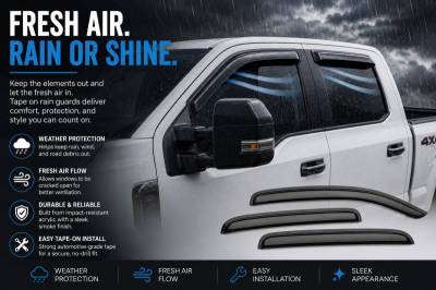 Black Horse Off Road - Black Horse Off Road [BHOR] |Tape On Rain Guard/Wind Deflectors|2017-2026 Ford F-250,F-350,F-450,F-550 Super Duty Super Crew Cab|Smoke,4Pcs|#14-94156 - Image 9