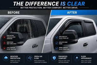 Black Horse Off Road - Black Horse Off Road [BHOR] |Tape On Rain Guard/Wind Deflectors|2017-2026 Ford F-250,F-350,F-450,F-550 Super Duty Super Crew Cab|Smoke,4Pcs|#14-94156 - Image 6