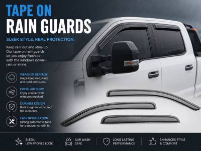 Black Horse Off Road - Black Horse Off Road [BHOR] |Tape On Rain Guard/Wind Deflectors|2017-2026 Ford F-250,F-350,F-450,F-550 Super Duty Super Crew Cab|Smoke,4Pcs|#14-94156 - Image 10