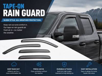 Black Horse Off Road - Black Horse Off Road [BHOR] |Tape On Rain Guard/Wind Deflectors|2015-2026 Ford F-150 Super Cab/2017-2024 Ford F-250,F-350,F-450,F-550 Super Duty Super Cab|Smoke,4Pcs|#14-94157 - Image 4
