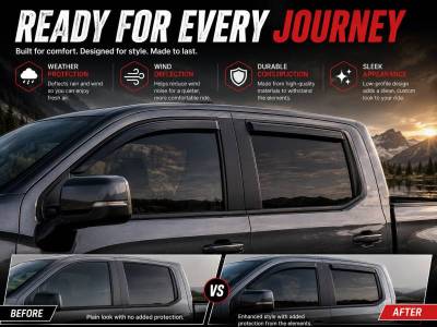 Black Horse Off Road - Black Horse Off Road [BHOR] |Tape On Rain Guard/Wind Deflectors|2019-2026 Silverado, Sierra 1500 Crew Cab/2020-2026 Silverado,Sierra 2500-3500 HD Crew Cab|Smoke,4Pcs|#140440 - Image 4