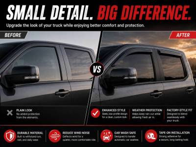 Black Horse Off Road - Black Horse Off Road [BHOR] |Tape On Rain Guard/Wind Deflectors|2019-2026 Silverado, Sierra 1500 Crew Cab/2020-2026 Silverado,Sierra 2500-3500 HD Crew Cab|Smoke,4Pcs|#140440 - Image 3