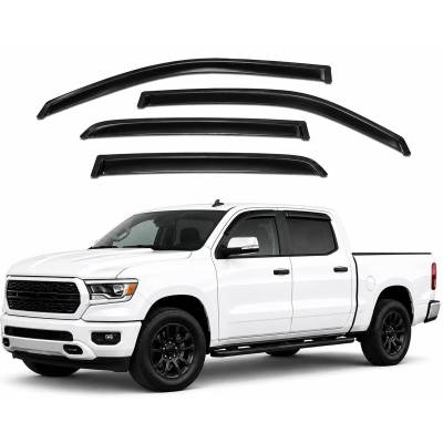 Black Horse Off Road [BHOR] |Tape On Rain Guard/Wind Deflectors|2019-2026 Ram 1500 Crew Cab|Smoke,4Pcs|#140540
