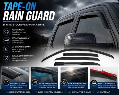 Black Horse Off Road - Black Horse Off Road [BHOR] |Tape On Rain Guard/Wind Deflectors|2019-2026 Ram 1500 Crew Cab|Smoke,4Pcs|#140540 - Image 8