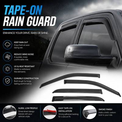 Black Horse Off Road - Black Horse Off Road [BHOR] |Tape On Rain Guard/Wind Deflectors|2019-2026 Ram 1500 Crew Cab|Smoke,4Pcs|#140540 - Image 5