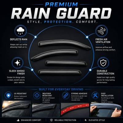Black Horse Off Road - Black Horse Off Road [BHOR] |Tape On Rain Guard/Wind Deflectors|2018-2026 Honda Odyssey |Smoke,4Pcs|#140754 - Image 3