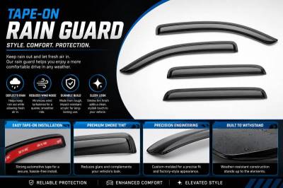 Black Horse Off Road - Black Horse Off Road [BHOR] |Tape On Rain Guard/Wind Deflectors|2018-2026 Honda Odyssey |Smoke,4Pcs|#140754 - Image 8