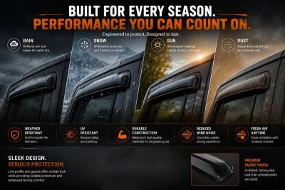 Black Horse Off Road - Black Horse Off Road [BHOR] |Tape On Rain Guard/Wind Deflectors|2020-2026 Jeep Gladiator /2018-2026 Jeep Wrangler |Smoke,4Pcs|#140340 - Image 6