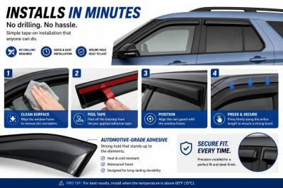 Black Horse Off Road - Black Horse Off Road [BHOR] |Tape On Rain Guard/Wind Deflectors|2020-2026 Ford Explorer |Smoke,4Pcs|#140332 - Image 5