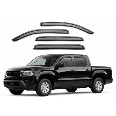 Black Horse Off Road [BHOR] |Tape On Rain Guard/Wind Deflectors|2022-2026 Nissan Frontier Crew Cab|Smoke,4Pcs|#14-94409