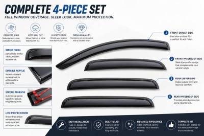 Black Horse Off Road - Black Horse Off Road [BHOR] |Tape On Rain Guard/Wind Deflectors|2022-2026 Nissan Frontier Crew Cab|Smoke,4Pcs|#14-94409 - Image 10
