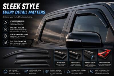 Black Horse Off Road - Black Horse Off Road [BHOR] |Tape On Rain Guard/Wind Deflectors|2022-2026 Nissan Frontier Crew Cab|Smoke,4Pcs|#14-94409 - Image 8