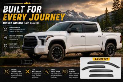 Black Horse Off Road - Black Horse Off Road [BHOR] |Tape On Rain Guard/Wind Deflectors|2022-2026 Toyota Tundra Crew Max|Smoke,4Pcs|#144888 - Image 5
