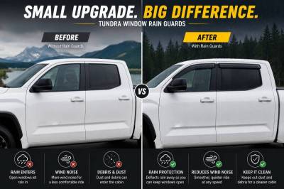 Black Horse Off Road - Black Horse Off Road [BHOR] |Tape On Rain Guard/Wind Deflectors|2022-2026 Toyota Tundra Crew Max|Smoke,4Pcs|#144888 - Image 7