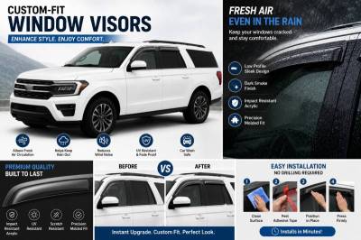 Black Horse Off Road - Black Horse Off Road [BHOR] |Tape On Rain Guard/Wind Deflectors|2018-2026 Ford Expedition |Smoke,4Pcs|#144785 - Image 4