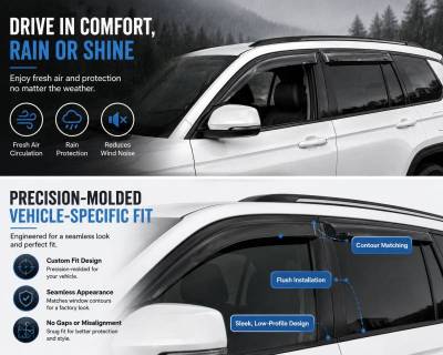 Black Horse Off Road - Black Horse Off Road [BHOR] |Tape On Rain Guard/Wind Deflectors|2021-2026 Jeep Grand Cherokee L |Smoke,4Pcs|#144335 - Image 5