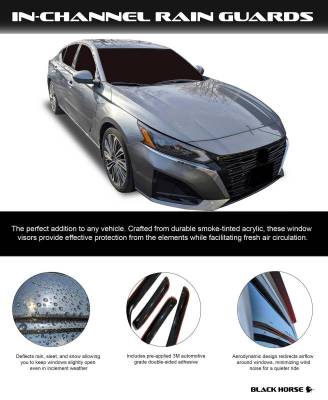 Black Horse Off Road - Black Horse Off Road [BHOR] |In Channel Rain Guard/Wind Deflectors|2019-2026 Nissan Altima|Smoke,4Pcs|#1494205IN - Image 2
