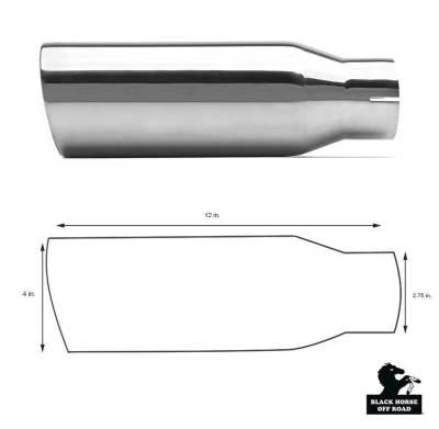 Black Horse Off Road - Muffler Tip-Stainless Steel-All Cars, Trucks and SUVs( 3" inlet,4" outlet and 10" Length)|Black Horse Off Road - Image 12