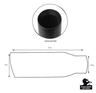 Black Horse Off Road - Muffler Tip-Black-All Cars, Trucks and SUVs( 3" inlet,4" outlet and 10" Length)|Black Horse Off Road - Image 10
