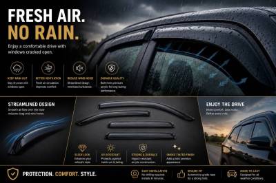 Black Horse Off Road - Rain Guards-Smoke-2014-2025 Jeep Cherokee|Black Horse Off Road - Image 3