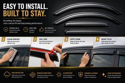 Black Horse Off Road - Rain Guards-Smoke-2014-2025 Jeep Cherokee|Black Horse Off Road - Image 6