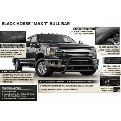 Black Horse Off Road - Max T Bull Bar-Textured Black-2017-2025 Ford F-250/F-350/F-450/F-550 Super Duty|Black Horse Off Road - Image 2