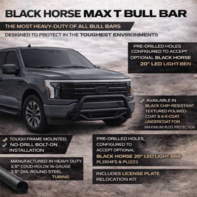 Black Horse Off Road - Max T Bull Bar-Textured Black-2004-2026 Ford F-150/2022-2025 Ford F-150 Lightning|Black Horse Off Road - Image 3
