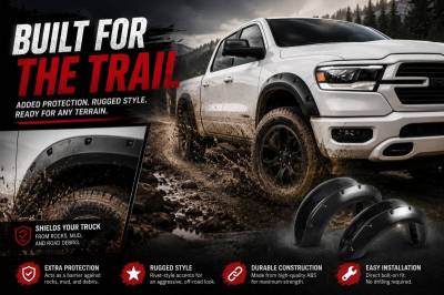 Black Horse Off Road - Fender Flares-Black-2019-2024 Ram 1500|Black Horse Off Road - Image 9