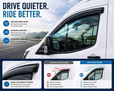 Black Horse Off Road - Rain Guards-Smoke-2015-2025 Ford Transit-150/Transit-250/Transit-350 HD|Black Horse Off Road - Image 5