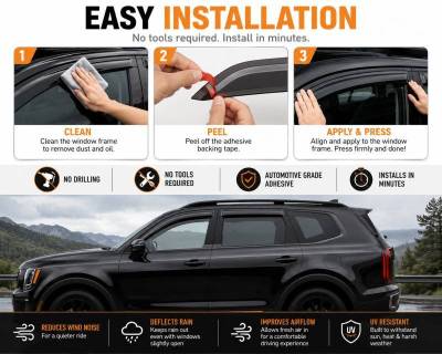 Black Horse Off Road - Rain Guards-Smoke-2020-2025 Kia Telluride|Black Horse Off Road - Image 5